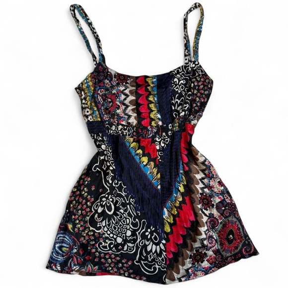 Anthropologie Oilily Retro Print Satin Slip Dress - Picture 1 of 5